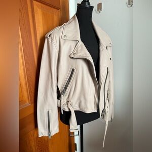 All Saints Blush Pink Balfern Leather Jacket